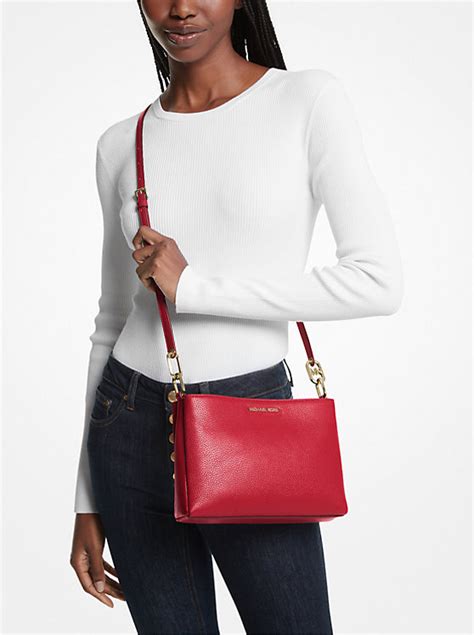 michael kors tristan white pebble leather handbag|Michael Kors trisha crossbody bag.